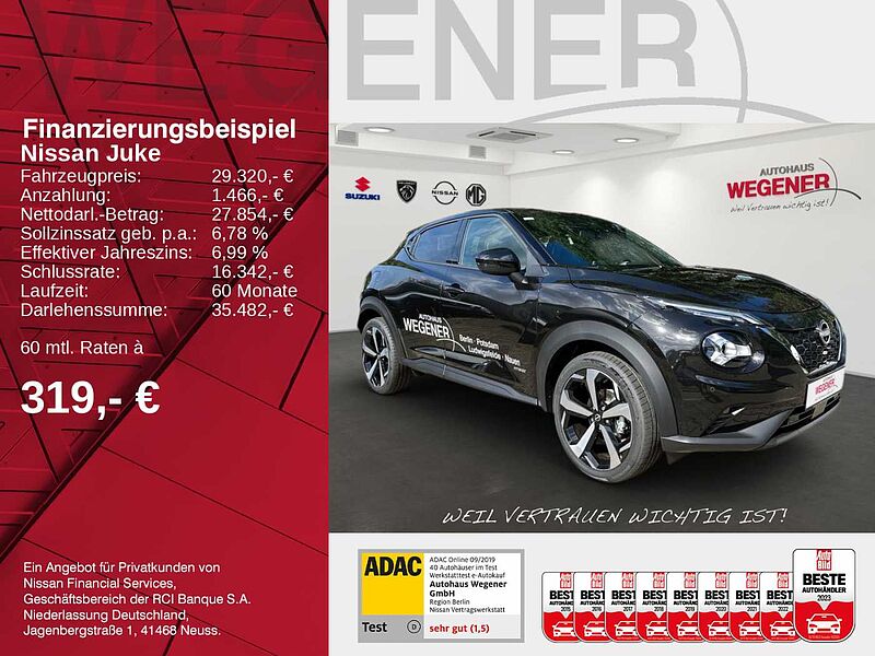 Nissan Juke 1.6 HYBRID 143 PS 4AMT TEKNA 360° Rundumsicht  Sitzheizung-vorne 19'LM-Felgen