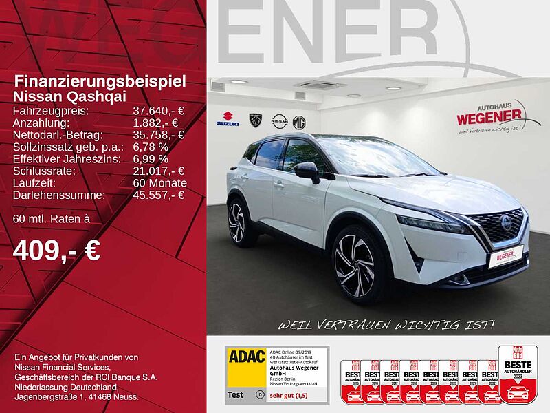 Nissan Qashqai 1.3 DIG-T MHEV TEKNA+ Bose Pano Leder 20'LM-Felgen Pearl-Lackierung