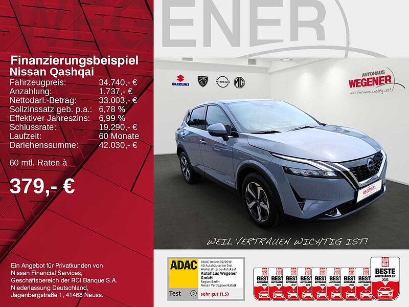 Nissan Qashqai N-CONNECTA 1.5 VC-T e-POWER Beheizbare Frontscheibe, Lenkrad und Sitze, Elekt. H