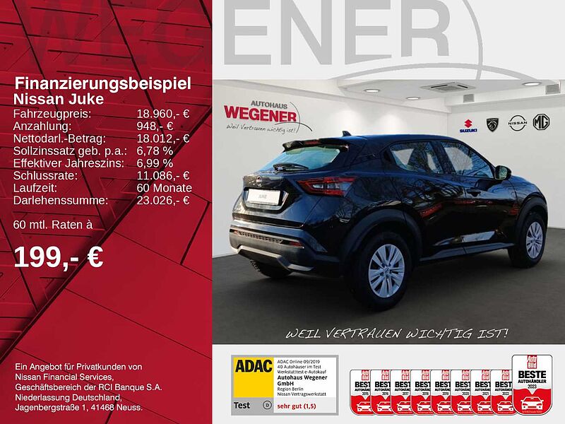 Nissan Juke VISIA 1.0 DIG-T 114PS 6MT Sportsitze LED Tempomat Isofix